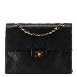 Chanel Matelasse 25 Coco Mark Double Flap Handbag Chain Shoulder Bag Black Lambskin Women's CHANEL