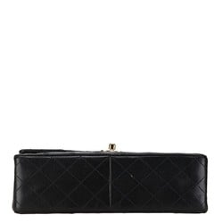 Chanel Matelasse 25 Coco Mark Double Flap Handbag Chain Shoulder Bag Black Lambskin Women's CHANEL