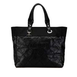 CHANEL Wild Stitch Paris Biarritz Tote MM Handbag Bag A34209 Black PVC Leather Women's