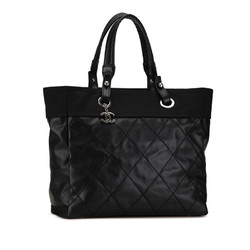 CHANEL Wild Stitch Paris Biarritz Tote MM Handbag Bag A34209 Black PVC Leather Women's