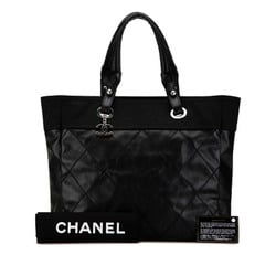 CHANEL Wild Stitch Paris Biarritz Tote MM Handbag Bag A34209 Black PVC Leather Women's