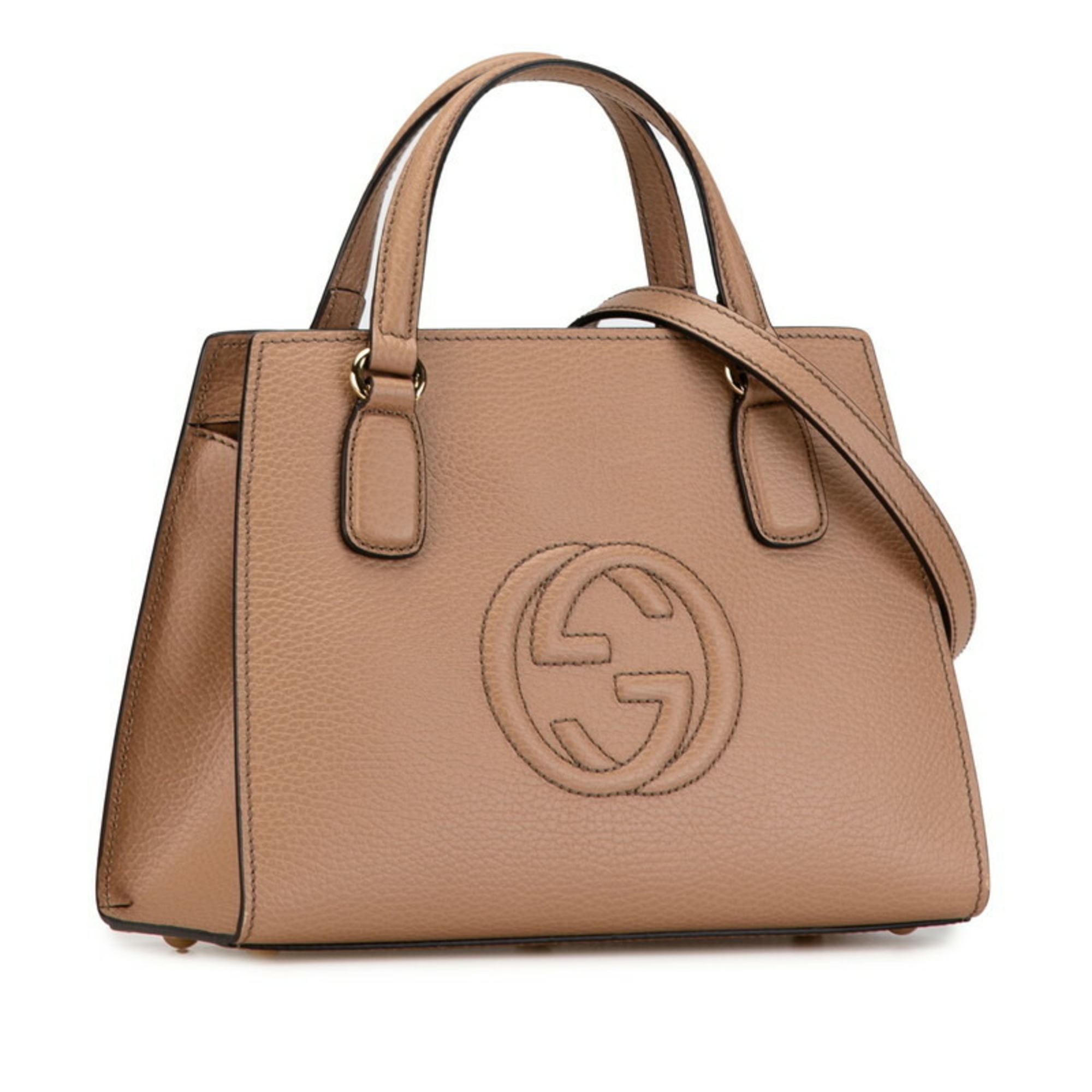 Gucci Interlocking G Soho Handbag Shoulder Bag 607722 Beige Leather Women's GUCCI