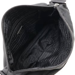 PRADA VELA Shoulder Bag Pochette Nylon Leather NERO Black