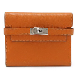 HERMES Kelly Wallet Compact Tri-fold Epsom Leather Orange K Stamp