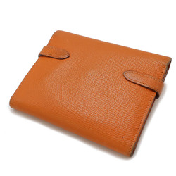 HERMES Kelly Wallet Compact Tri-fold Epsom Leather Orange K Stamp