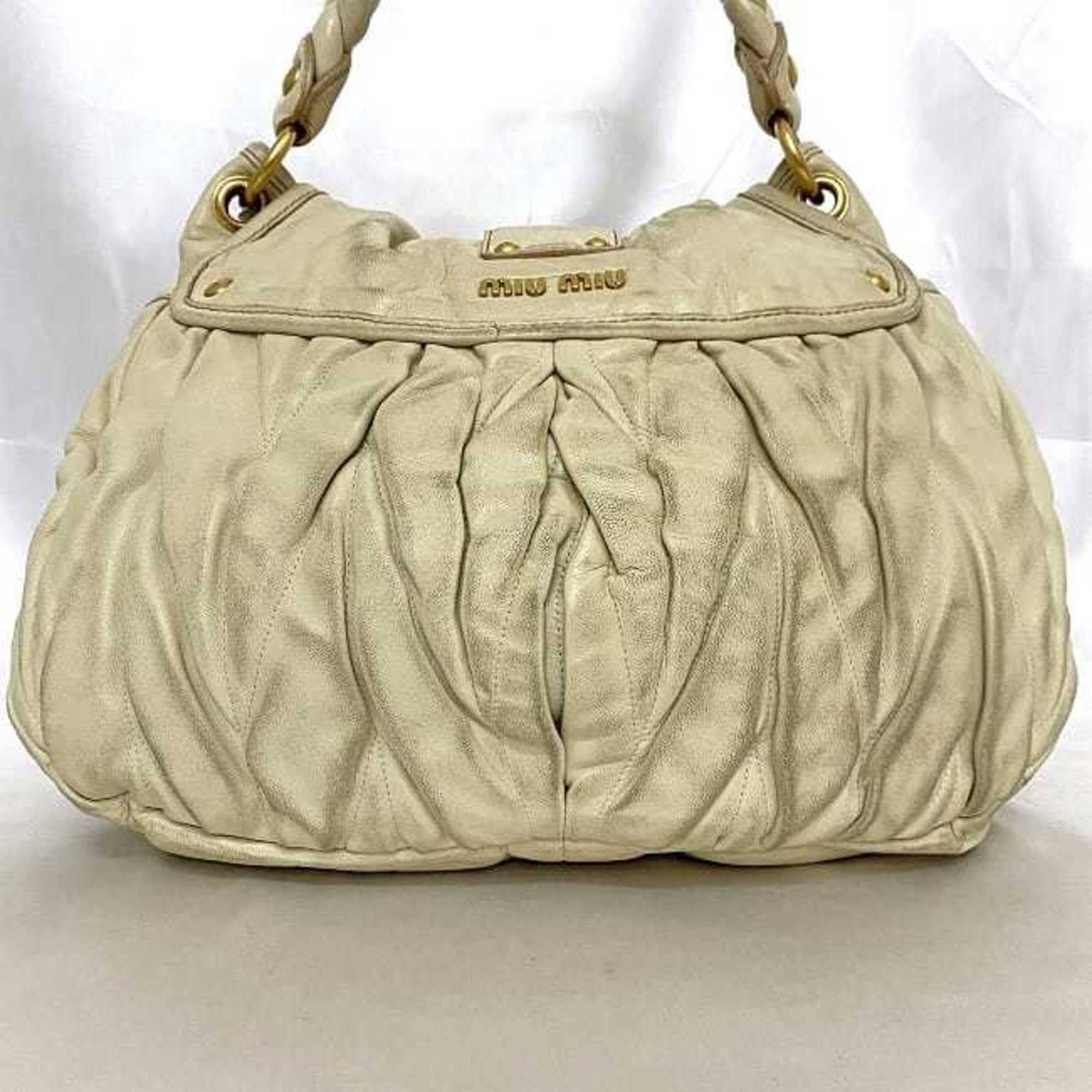 Miu Miu Miu 2-way bag ec-21296 cream white matelassé flap leather miu women's gather