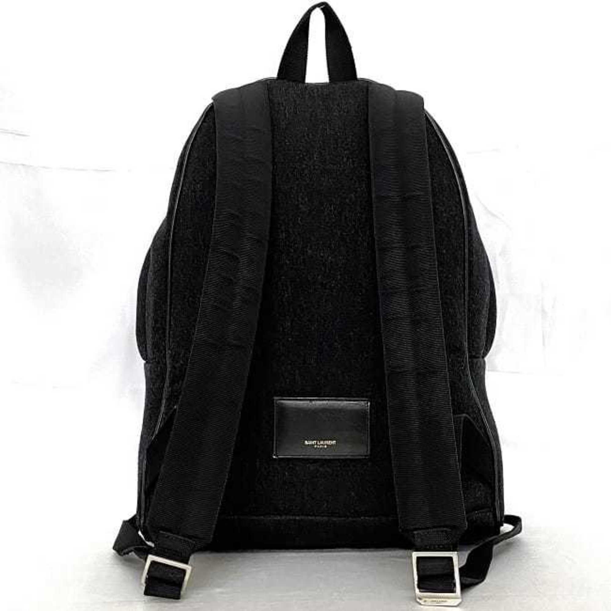 Saint Laurent Backpack f-21216 Black 326865 Felt Canvas Leather SAINT LAURENT PARIS One Night Two Days