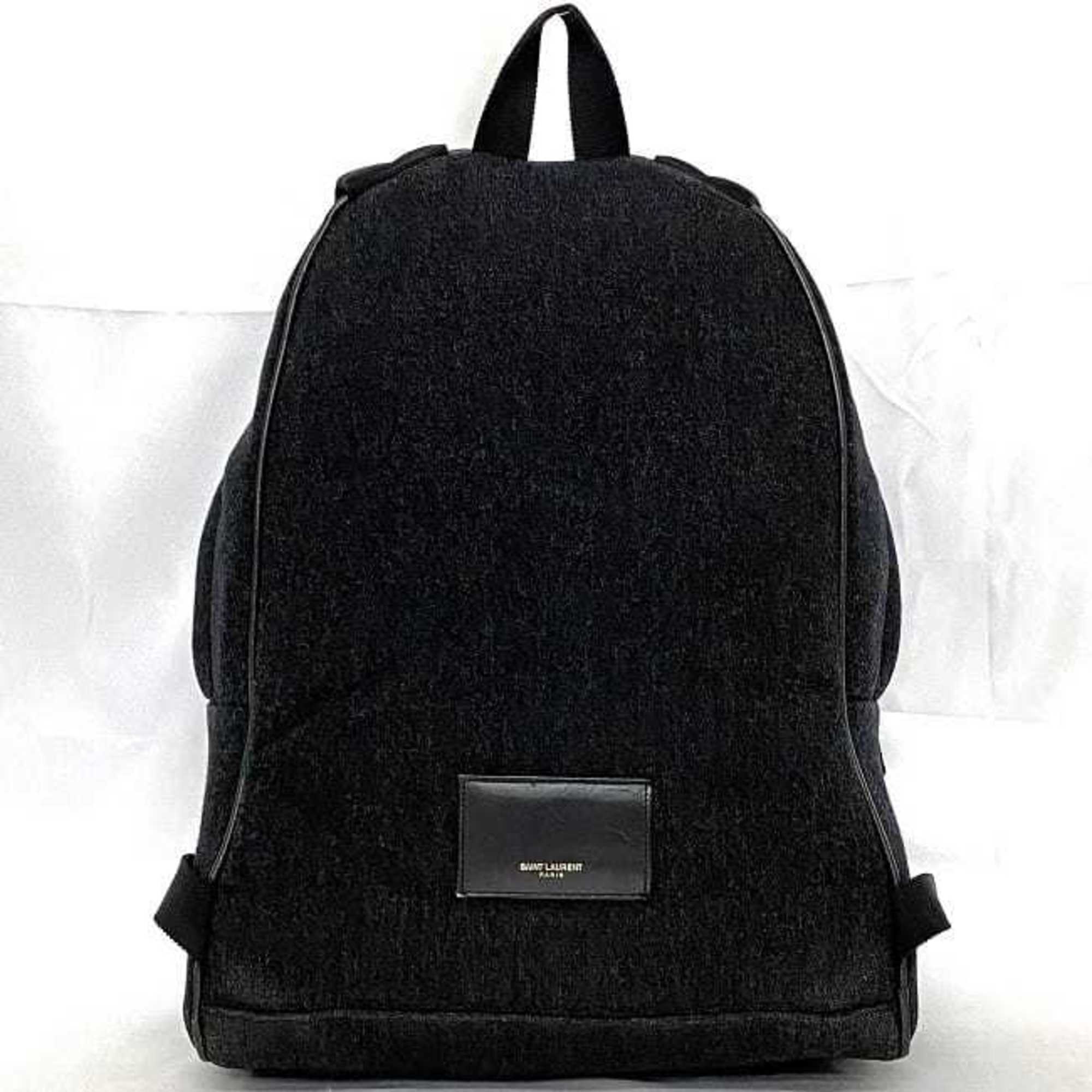 Saint Laurent Backpack f-21216 Black 326865 Felt Canvas Leather SAINT LAURENT PARIS One Night Two Days