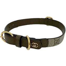 Gucci Collar ec-21238 Beige Brown Interlocking 692943 PVC Leather GUCCI Pet Supplies Dog GG Adjustable Size