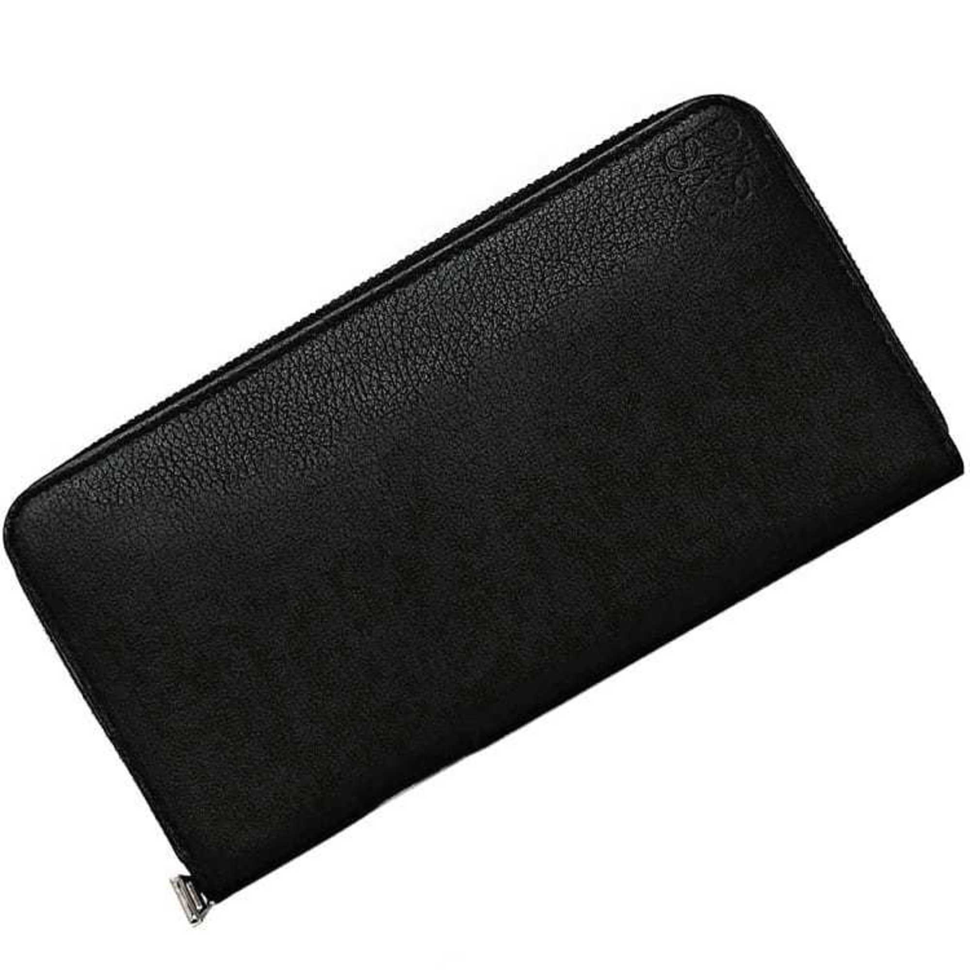 LOEWE Round Long Wallet f-21179 Black Anagram C660T12X01 Leather 262244 Unisex Card