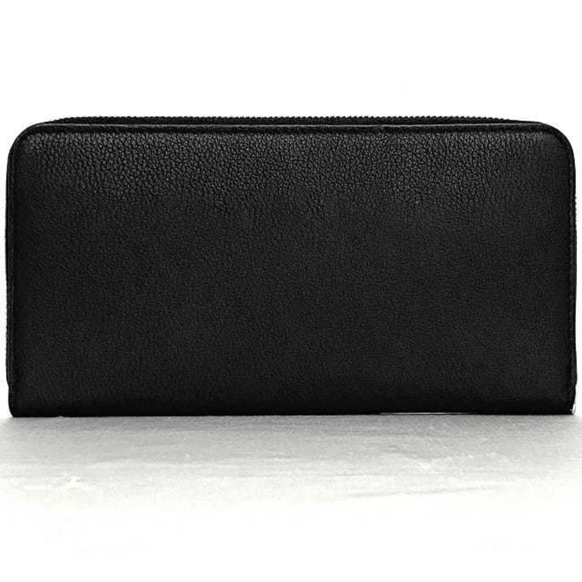 LOEWE Round Long Wallet f-21179 Black Anagram C660T12X01 Leather 262244 Unisex Card