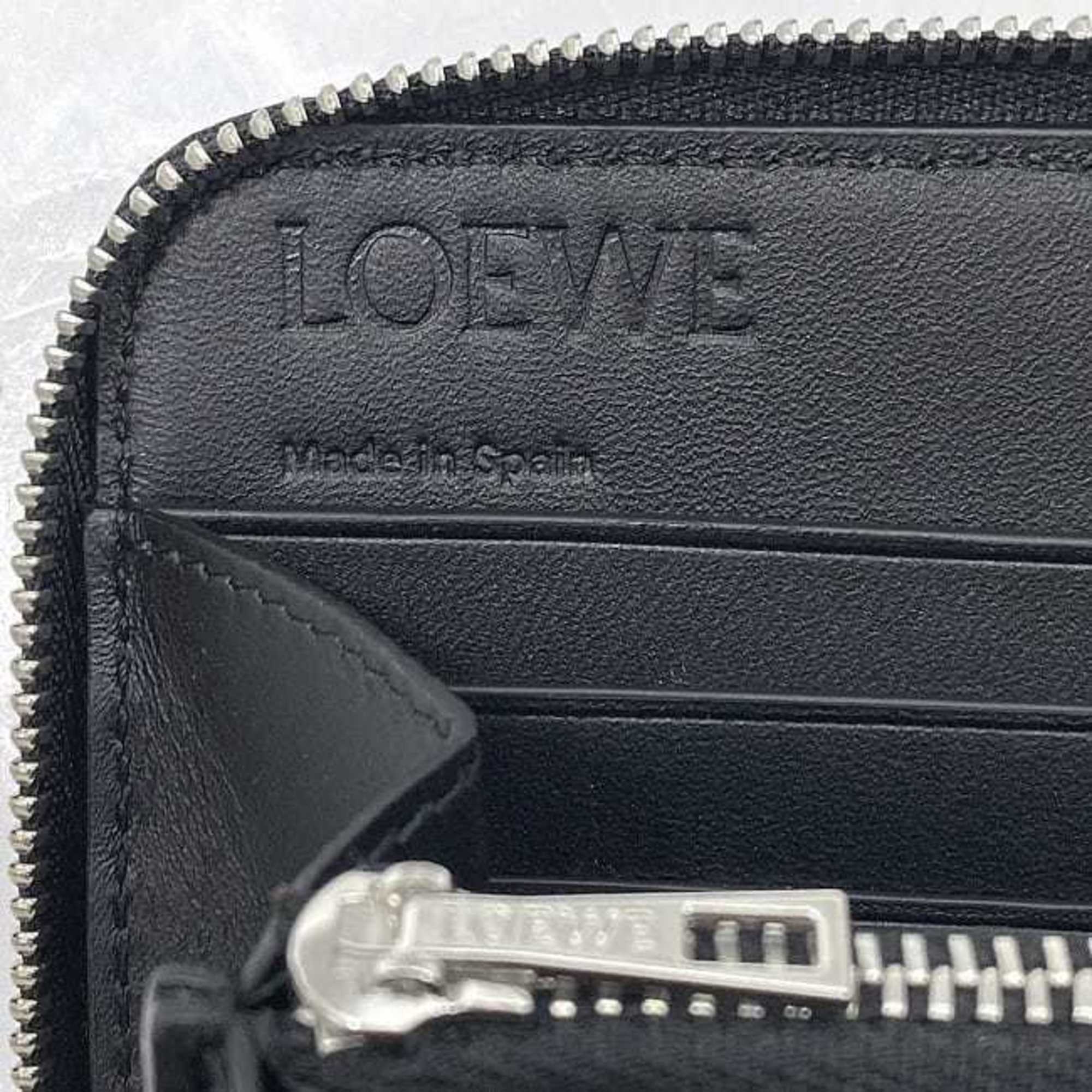 LOEWE Round Long Wallet f-21179 Black Anagram C660T12X01 Leather 262244 Unisex Card