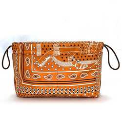 Hermes Pouch Foorby 25 f-21327 Orange Bag-in-bag Silk X-stamped HERMES Bandana pattern Bag organization Storage bag Tote Women's Men's