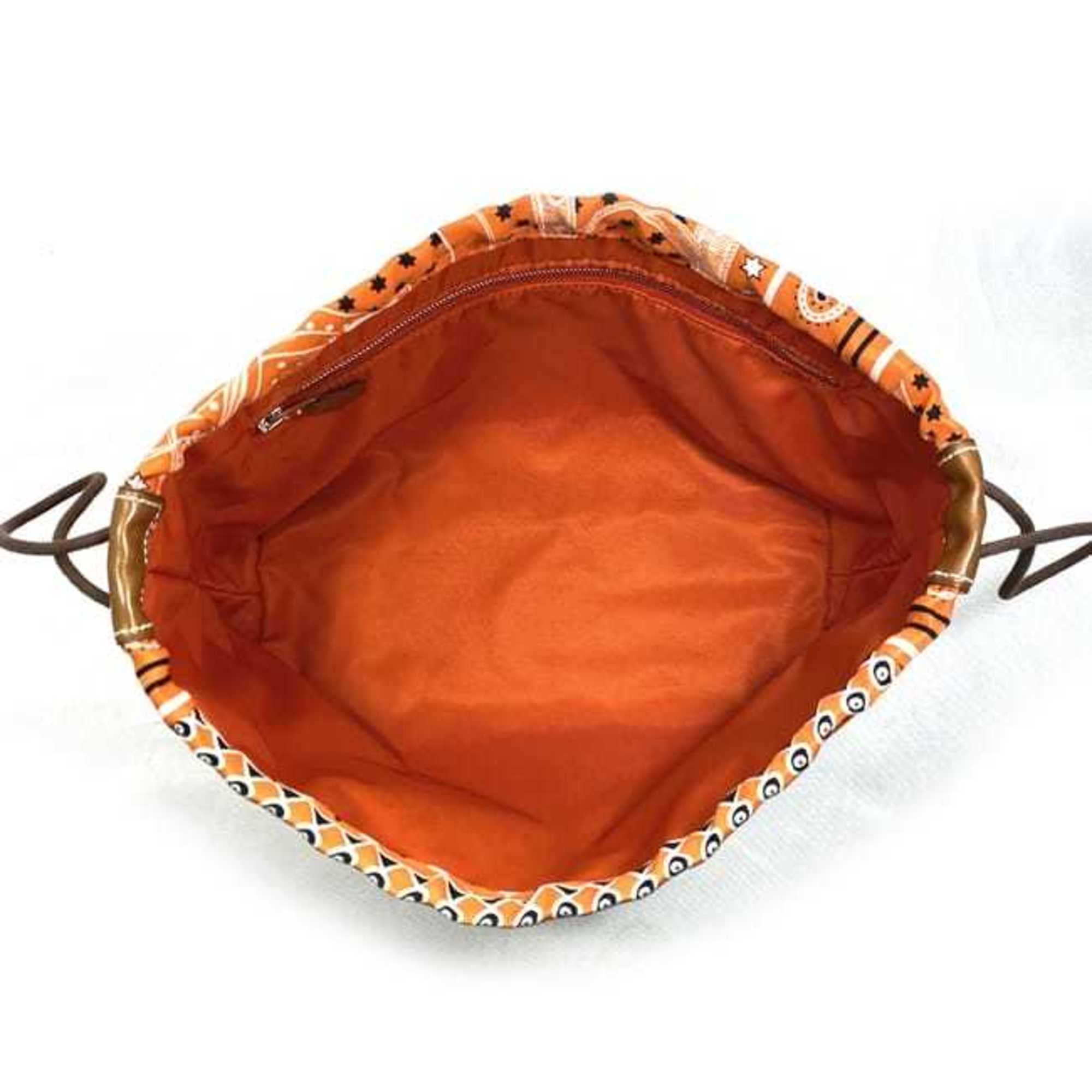 Hermes Pouch Foorby 25 f-21327 Orange Bag-in-bag Silk X-stamped HERMES Bandana pattern Bag organization Storage bag Tote Women's Men's