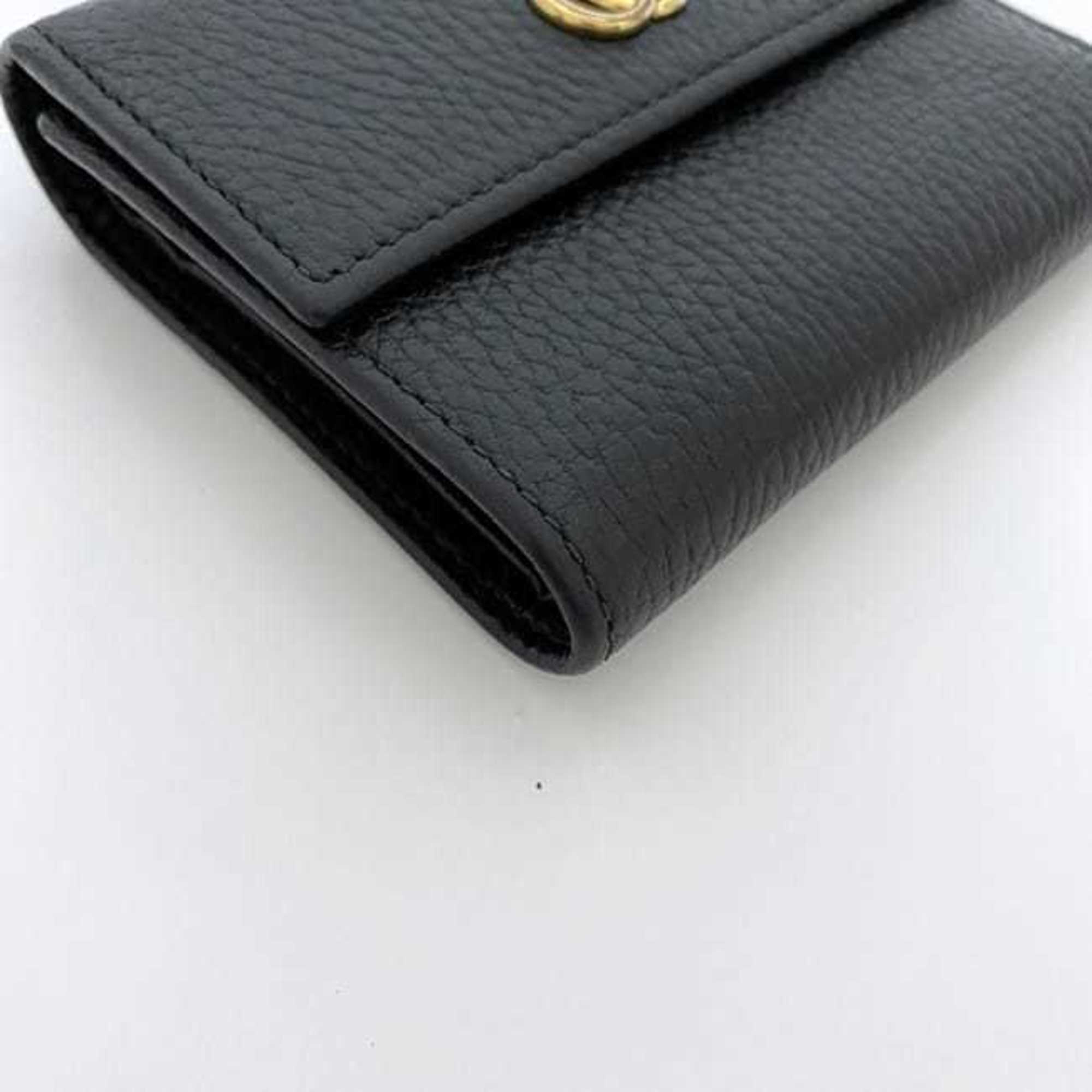 Gucci Tri-fold Wallet ec-21274 Black Marmont 546584 GG Leather GUCCI Compact Women's