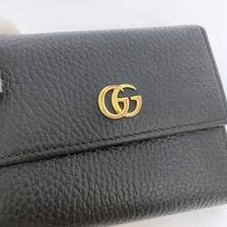 Gucci Tri-fold Wallet ec-21274 Black Marmont 546584 GG Leather GUCCI Compact Women's