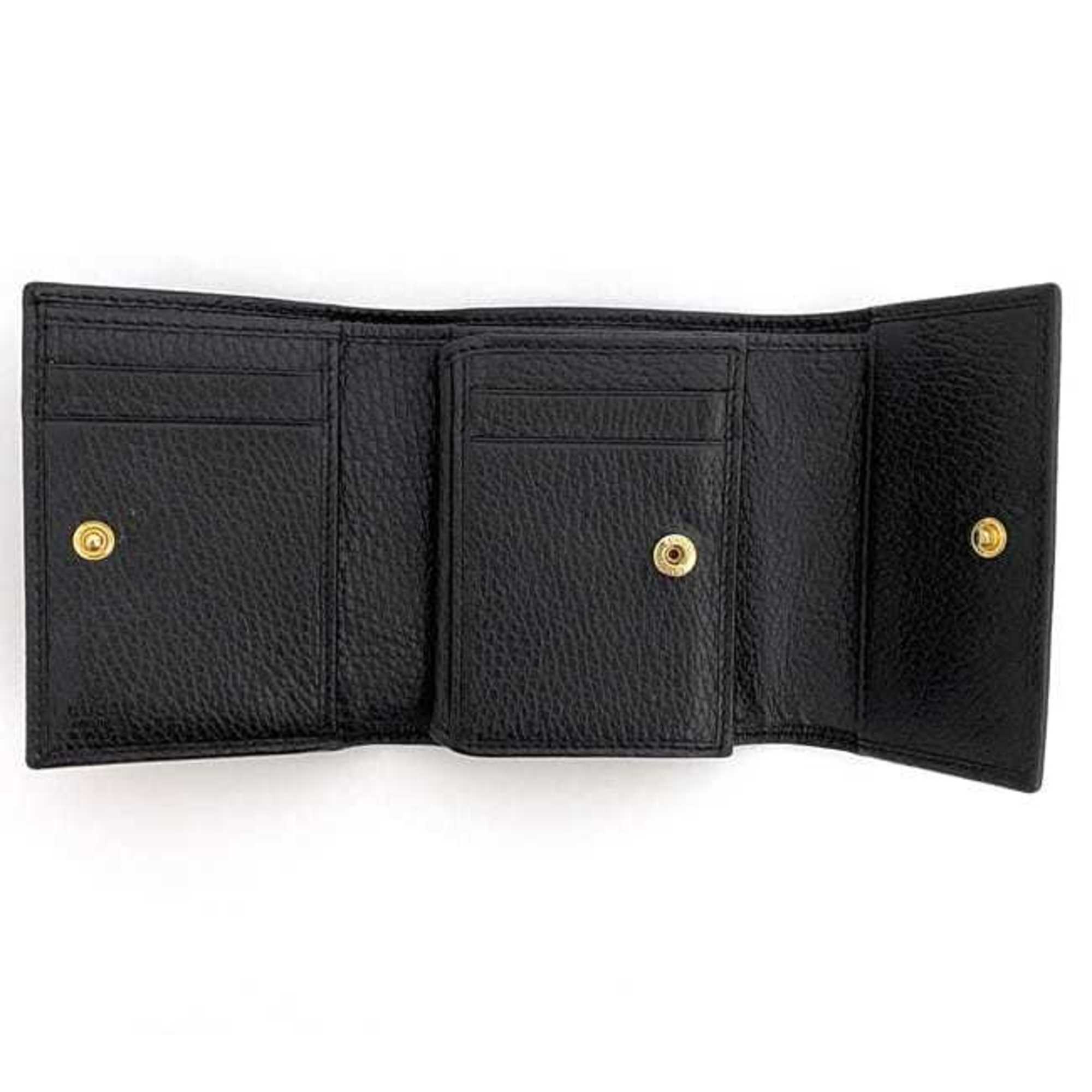 Gucci Tri-fold Wallet ec-21274 Black Marmont 546584 GG Leather GUCCI Compact Women's