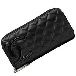 Chanel Round Long Wallet f-21276 Black Cambon A50078 Lambskin 15 Series CHANEL Coco Mark Quilting Women's Men's