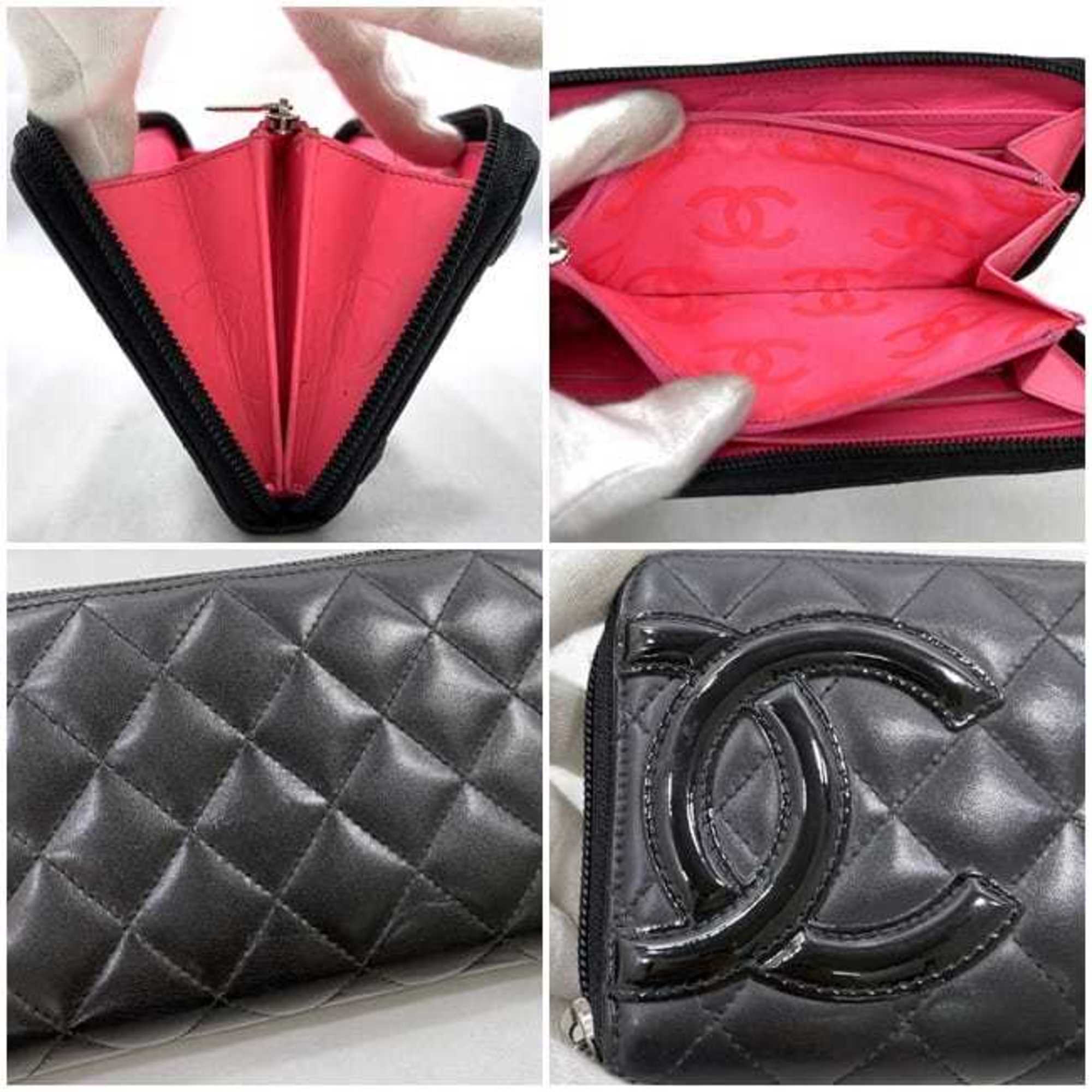 Chanel Round Long Wallet f-21276 Black Cambon A50078 Lambskin 15 Series CHANEL Coco Mark Quilting Women's Men's