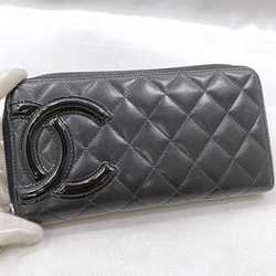 Chanel Round Long Wallet f-21276 Black Cambon A50078 Lambskin 15 Series CHANEL Coco Mark Quilting Women's Men's