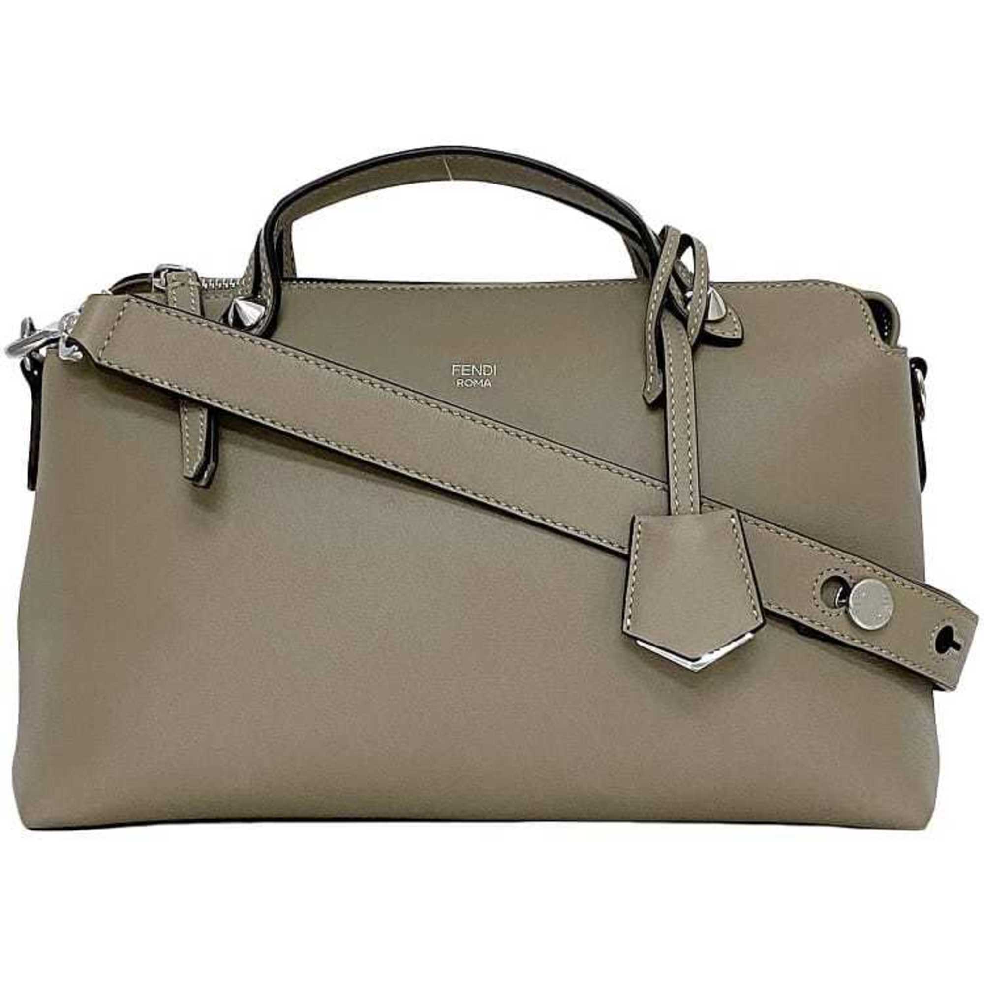 Fendi 2-way bag By the Way Medium f-21323 Beige 8BL146 Leather FENDI Handbag Smoky color Compact Shoulder With strap