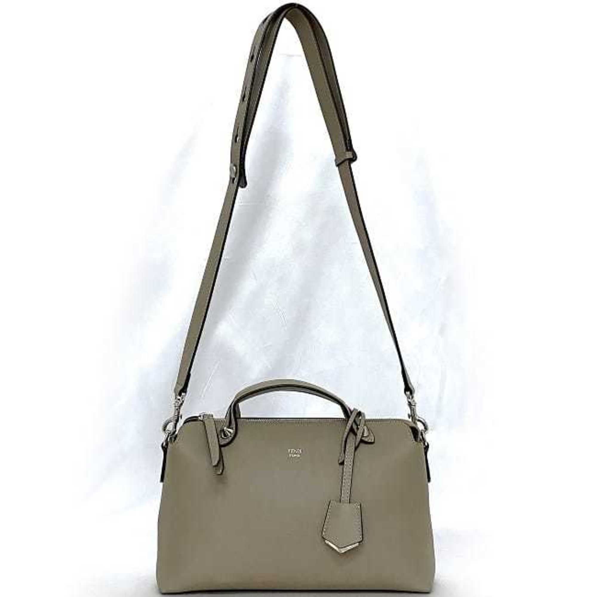 Fendi 2-way bag By the Way Medium f-21323 Beige 8BL146 Leather FENDI Handbag Smoky color Compact Shoulder With strap