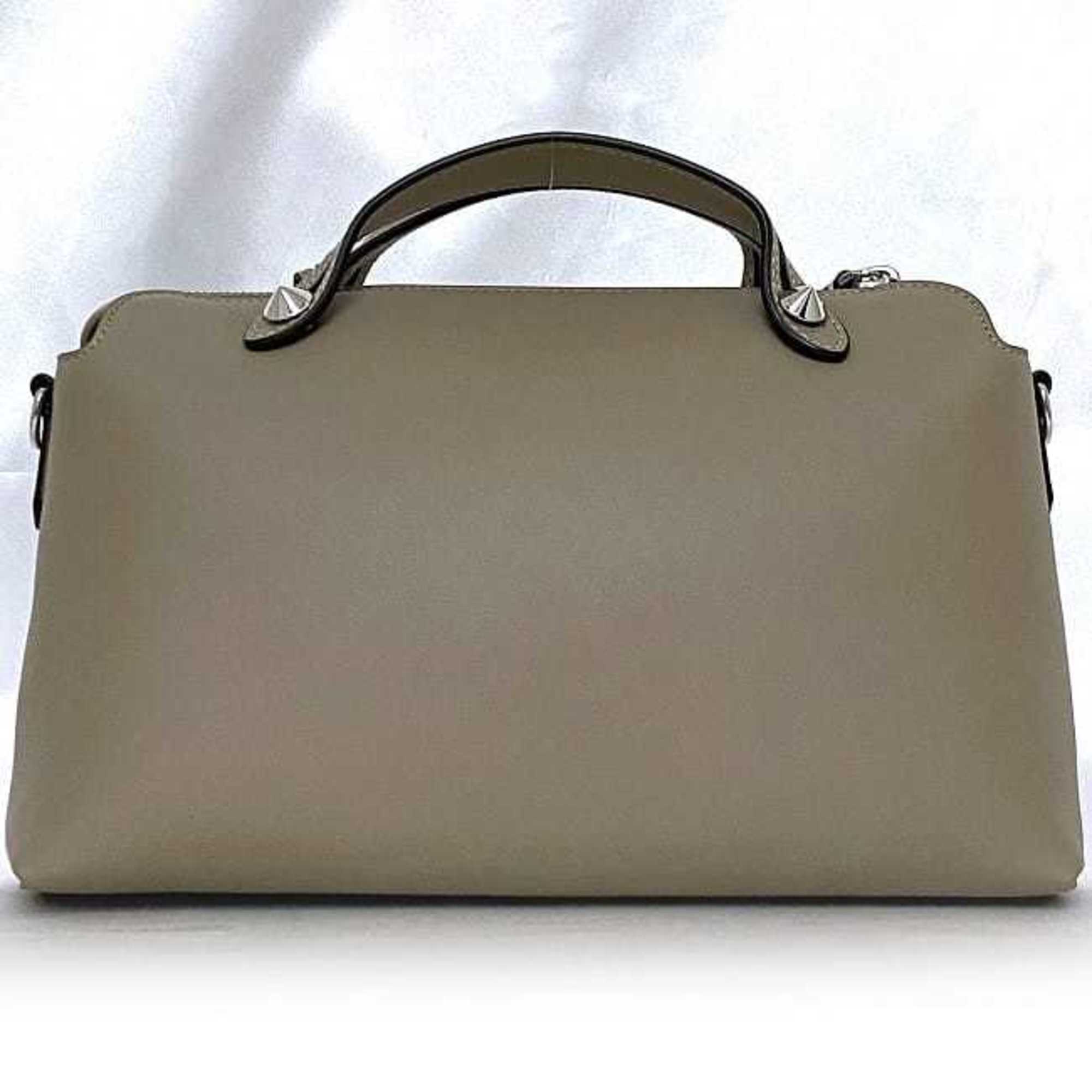 Fendi 2-way bag By the Way Medium f-21323 Beige 8BL146 Leather FENDI Handbag Smoky color Compact Shoulder With strap