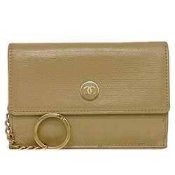 Chanel coin case f-21204 beige coco button card purse leather 8th series CHANEL wallet mark compact ladies one color