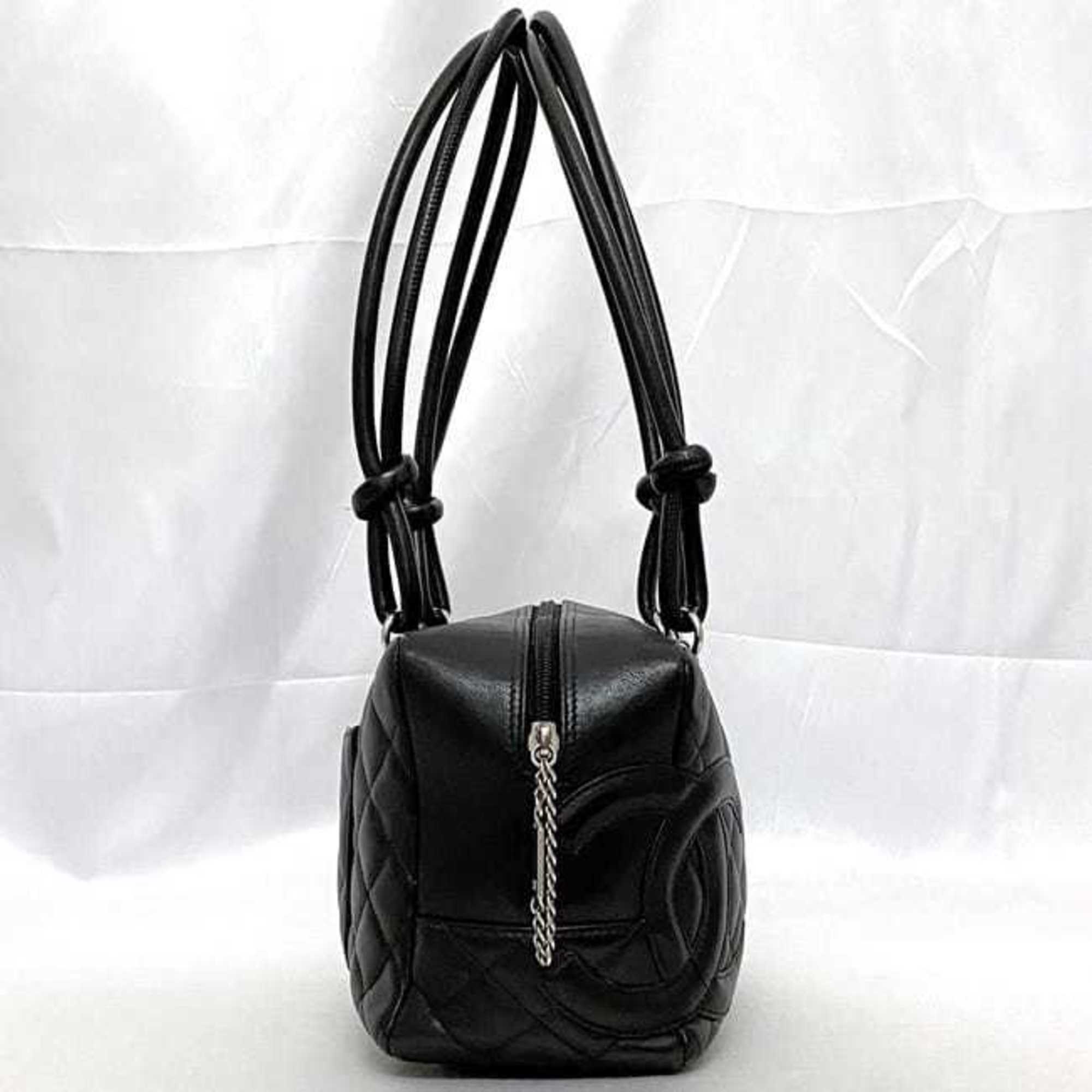 Chanel Boston bag f-21268 Black Cambon A25171 Bowling Lambskin 10 series CHANEL Coco mark black Ladies