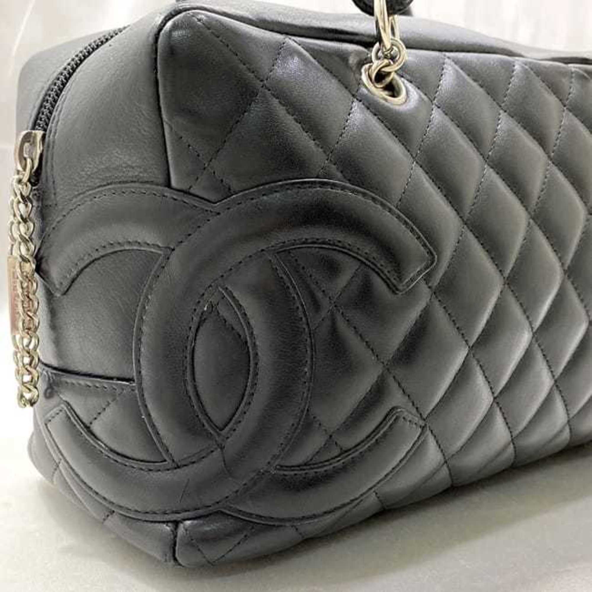 Chanel Boston bag f-21268 Black Cambon A25171 Bowling Lambskin 10 series CHANEL Coco mark black Ladies