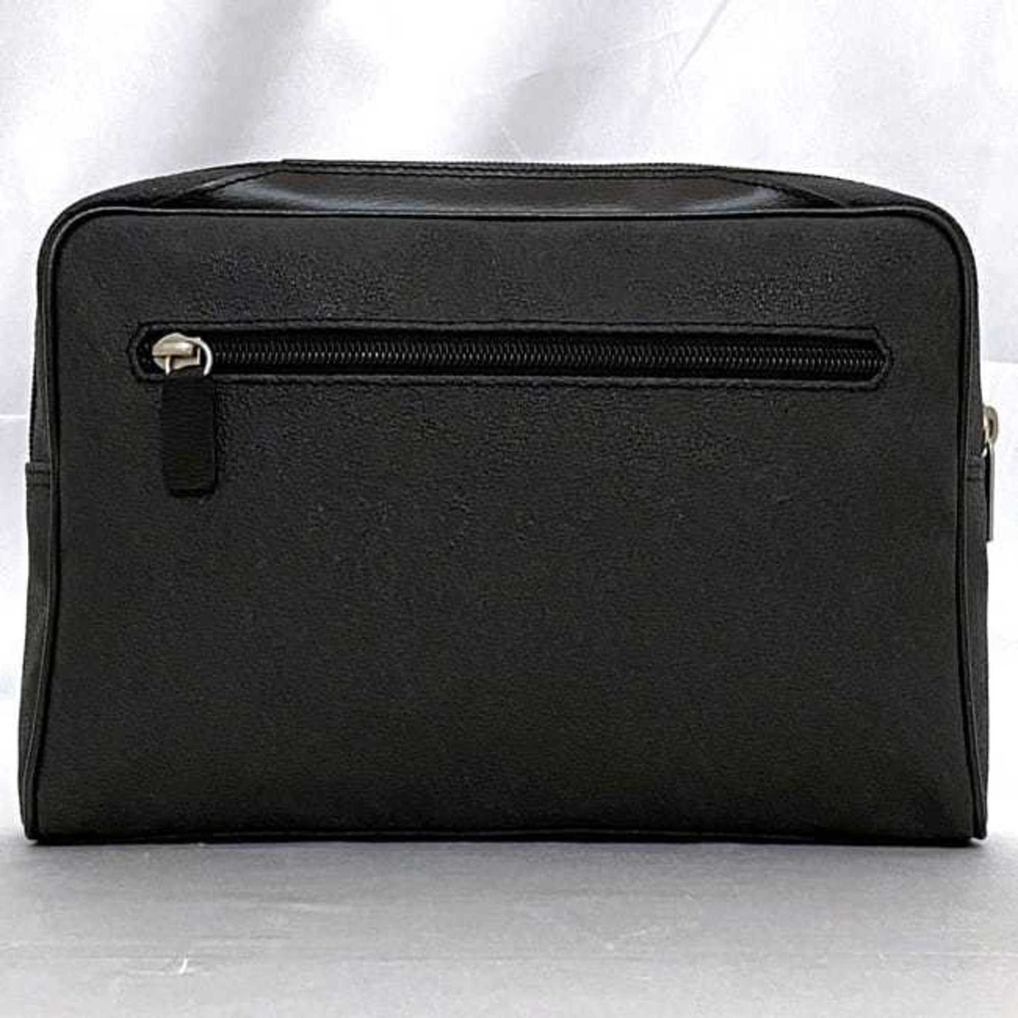 Dunhill Second Bag ec-21255 Black Sidecar Coated Leather Clutch Pouch Men's Compact