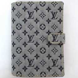 Louis Vuitton Notebook Cover Agenda PM ec-21111 Light Blue Monogram R20910 Canvas Leather CA1010 LOUIS VUITTON 6 Holes Schedule Planner Embroidery Unisex