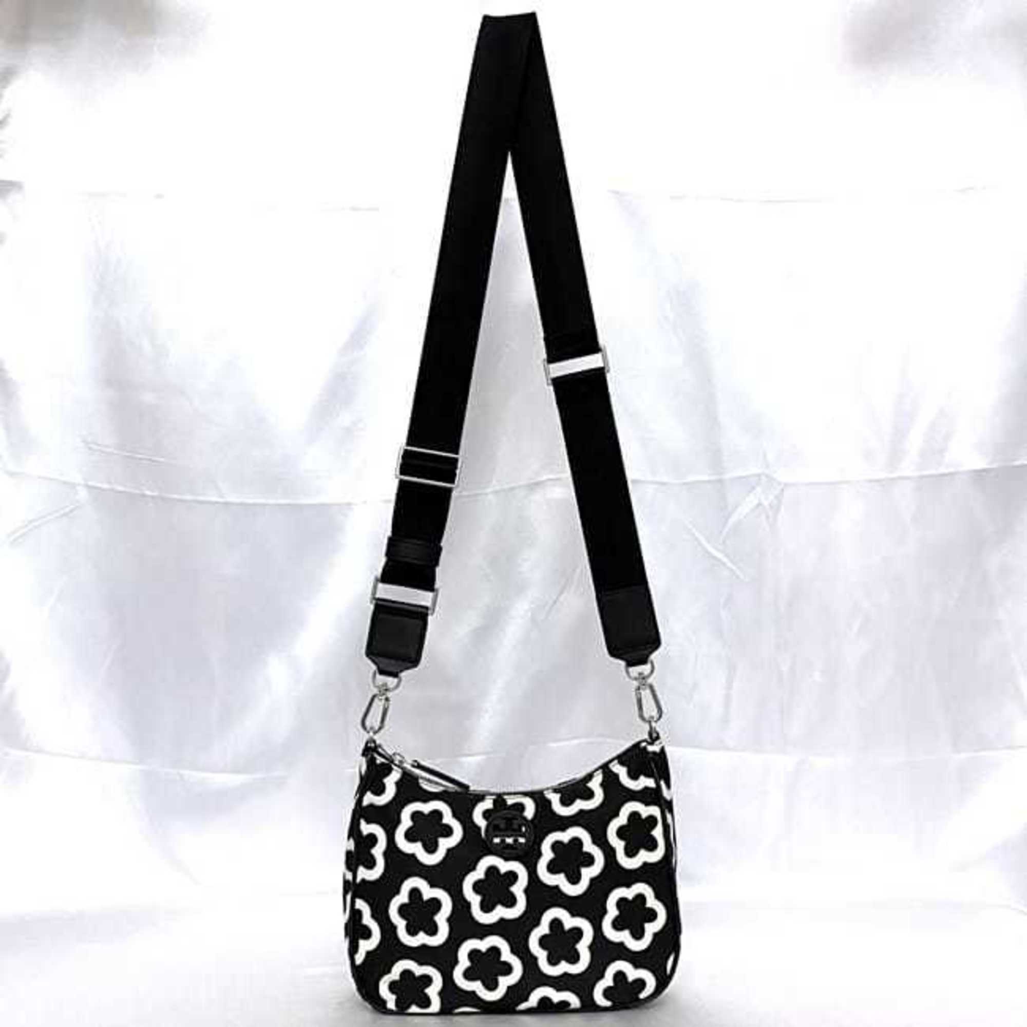 Tory Burch Shoulder Bag ec-21227 Black White 149892 Nylon TORY BURCH Flower Women's