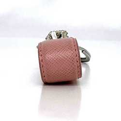 Prada Keychain ec-21283 Silver Pink Keyring Saffiano Leather Metal PRADA Robot Charm Strap Bag Women's