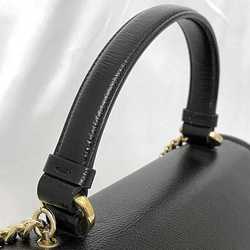 Salvatore Ferragamo 2way bag f-21290 Black Vara 21 G697 Shoulder Grain leather Ribbon flap handbag Chain