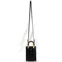 Fendi 2-way bag Sunshine f-21250 Black Tortoiseshell 8BS051 Leather FENDI FF Embossed Women's Compact