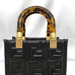 Fendi 2-way bag Sunshine f-21250 Black Tortoiseshell 8BS051 Leather FENDI FF Embossed Women's Compact