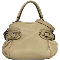 Salvatore Ferragamo 2way Boston bag ec-21259 Beige Gancini BW-21 Shoulder Leather 7378 Tote