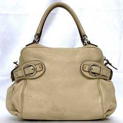 Salvatore Ferragamo 2way Boston bag ec-21259 Beige Gancini BW-21 Shoulder Leather 7378 Tote