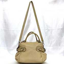 Salvatore Ferragamo 2way Boston bag ec-21259 Beige Gancini BW-21 Shoulder Leather 7378 Tote