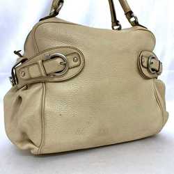 Salvatore Ferragamo 2way Boston bag ec-21259 Beige Gancini BW-21 Shoulder Leather 7378 Tote