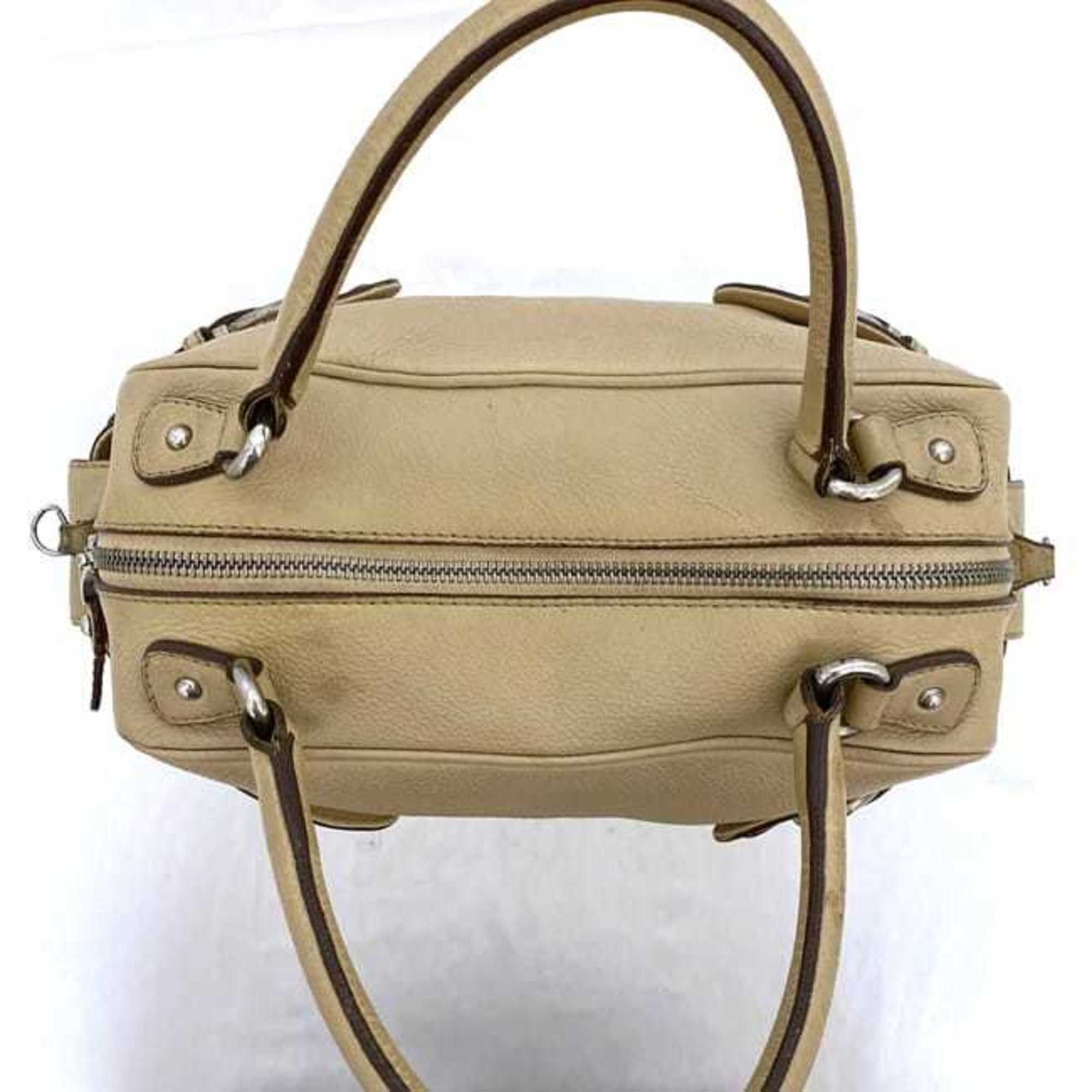 Salvatore Ferragamo 2way Boston bag ec-21259 Beige Gancini BW-21 Shoulder Leather 7378 Tote