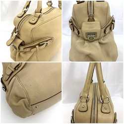 Salvatore Ferragamo 2way Boston bag ec-21259 Beige Gancini BW-21 Shoulder Leather 7378 Tote