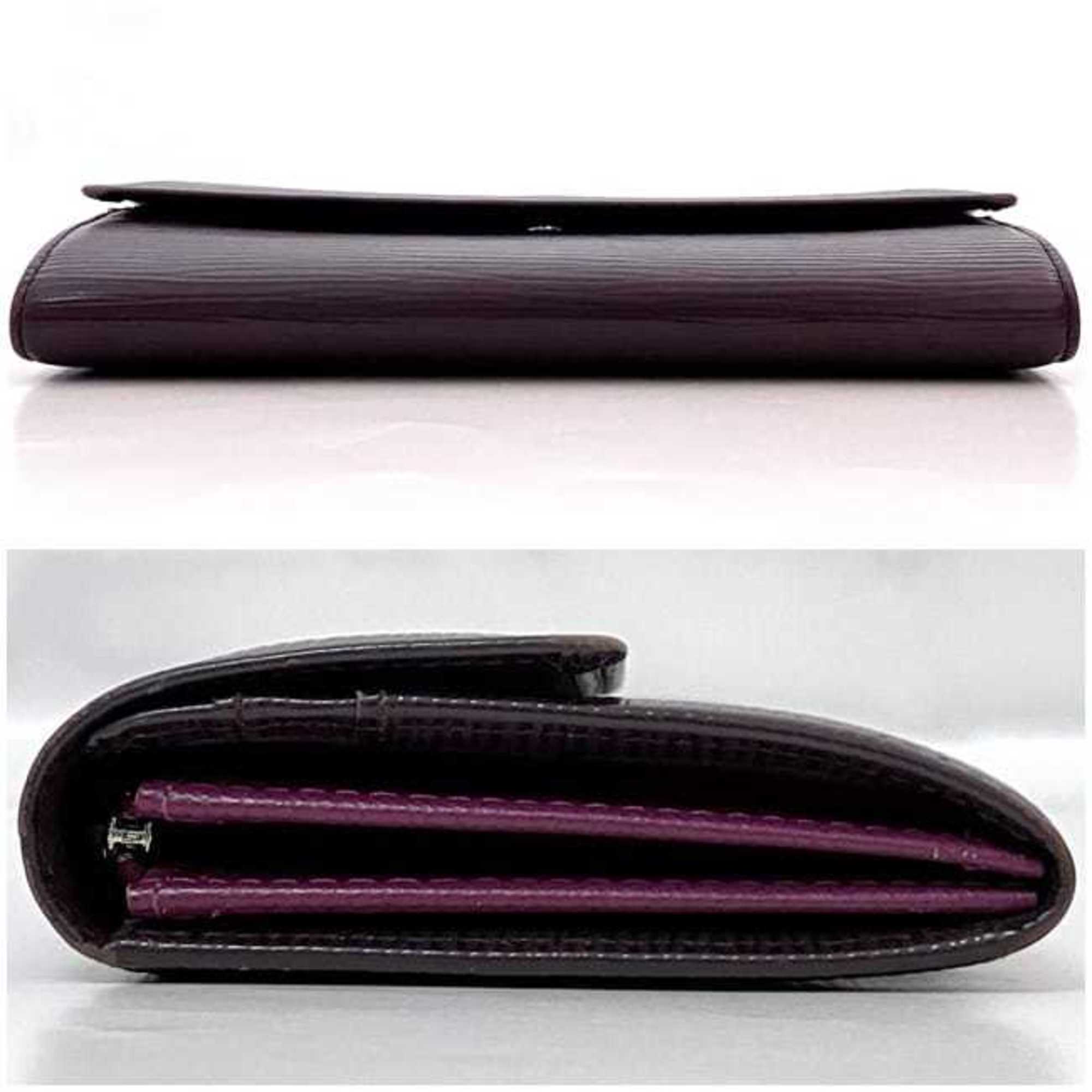 Louis Vuitton Bi-fold Long Wallet Portefeuille Sarah ec-21097 Purple Cassis Epi M6374K Leather CA2059 LOUIS VUITTON Flap Women's Card