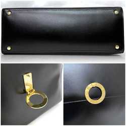 Celine bag f-21305 black circle handbag leather CELINE calf self-standing flap women's men's cowhide