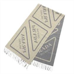 PRADA Scarf Cashmere Gray Beige Double Face Unisex