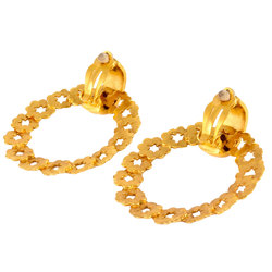 CHANEL Coco Mark Star Hoop Earrings 96P GP Gold Ladies