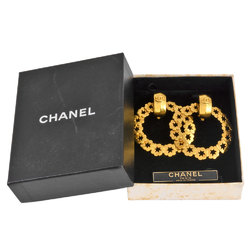 CHANEL Coco Mark Star Hoop Earrings 96P GP Gold Ladies