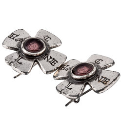 CHANEL Gripoa Cross Earrings 99A Silver Purple Stone 31 RUE CAMBON A13044 Y02009