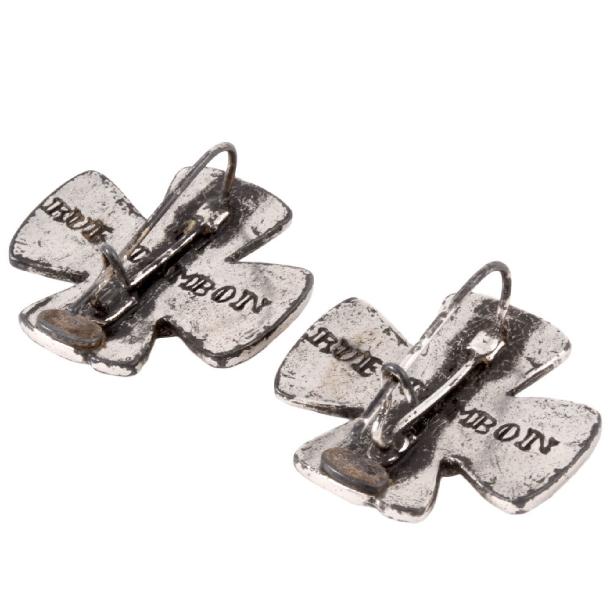 CHANEL Gripoa Cross Earrings 99A Silver Purple Stone 31 RUE CAMBON A13044 Y02009